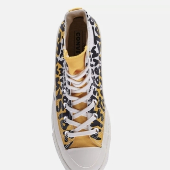 Converse Yellow and Black High-Top Sneakers - Picture 6 of 10